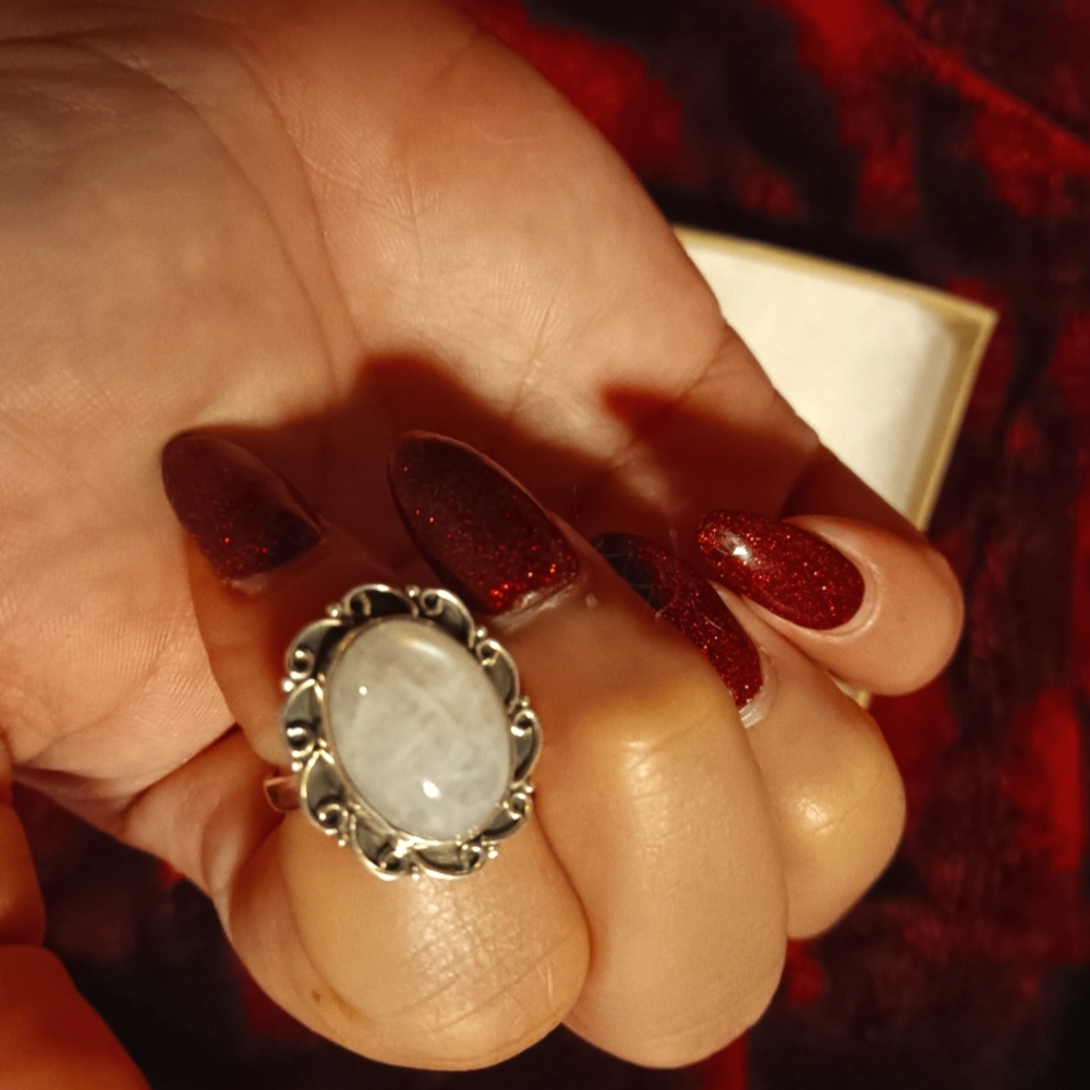 925 halo moonstone ring